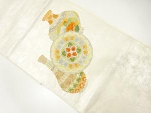 アンティーク　相良刺繍　花瓶・絵皿模様袋帯（材料）